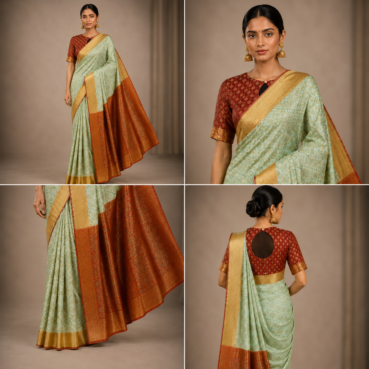Olive Green Bandhani Print Designer Saree with Elegant Border