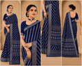 Royal Blue Printed Saree with Elegant Traditional Border