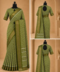 Olive Green Printed Saree