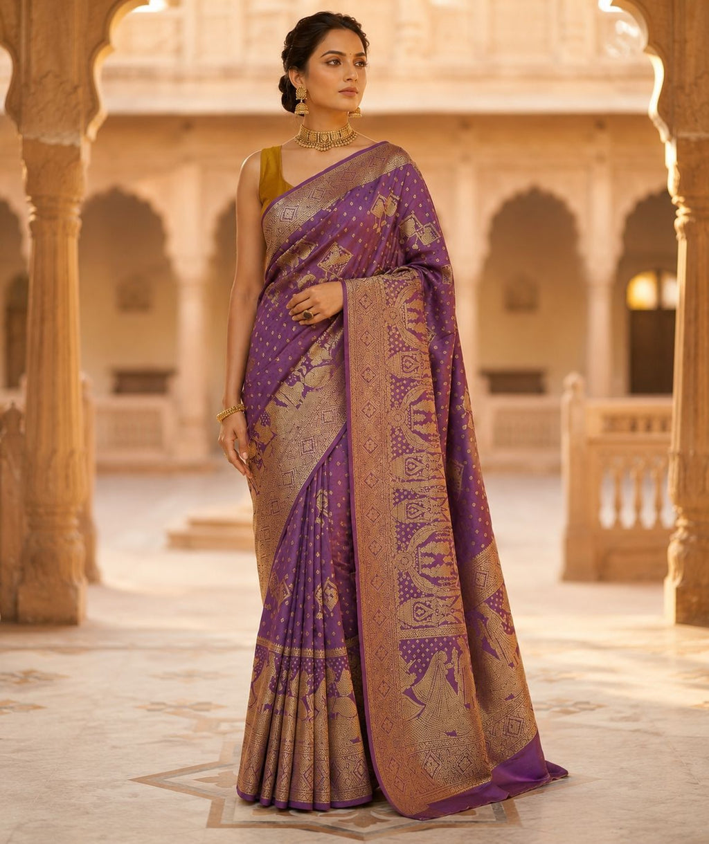 Royal Lavender Banarasi Art Silk Saree