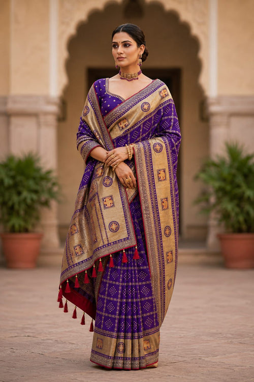 Royal Violet Silk Saree