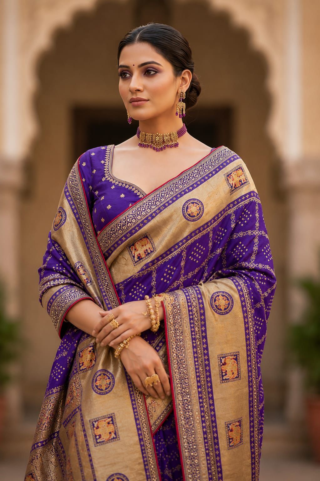 Royal Violet Silk Saree
