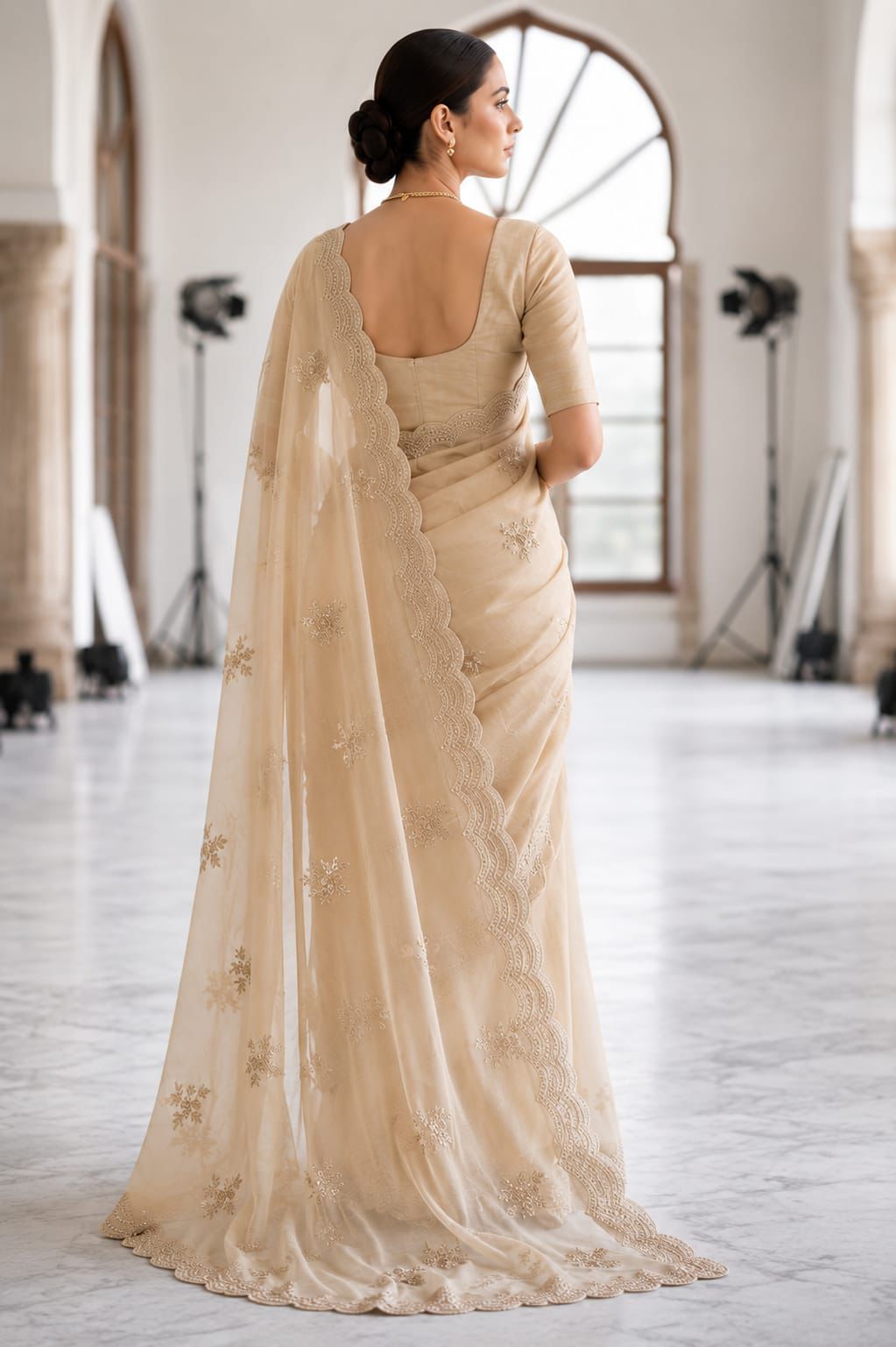Elegant Beige Silk Saree