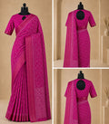 Rani Pink Bandhani Inspired Saree