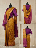 Royal Mustard Gold & Purple Silk Blend Saree with Rich Woven Zari Border