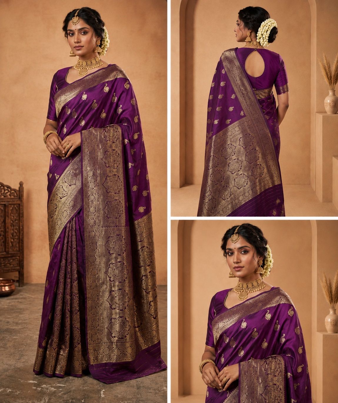 Royal Purple Banarasi Silk Saree with Exquisite Zari Weaving