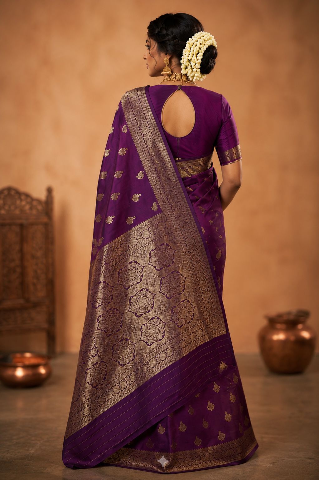 Royal Purple Banarasi Silk Saree with Exquisite Zari Weaving