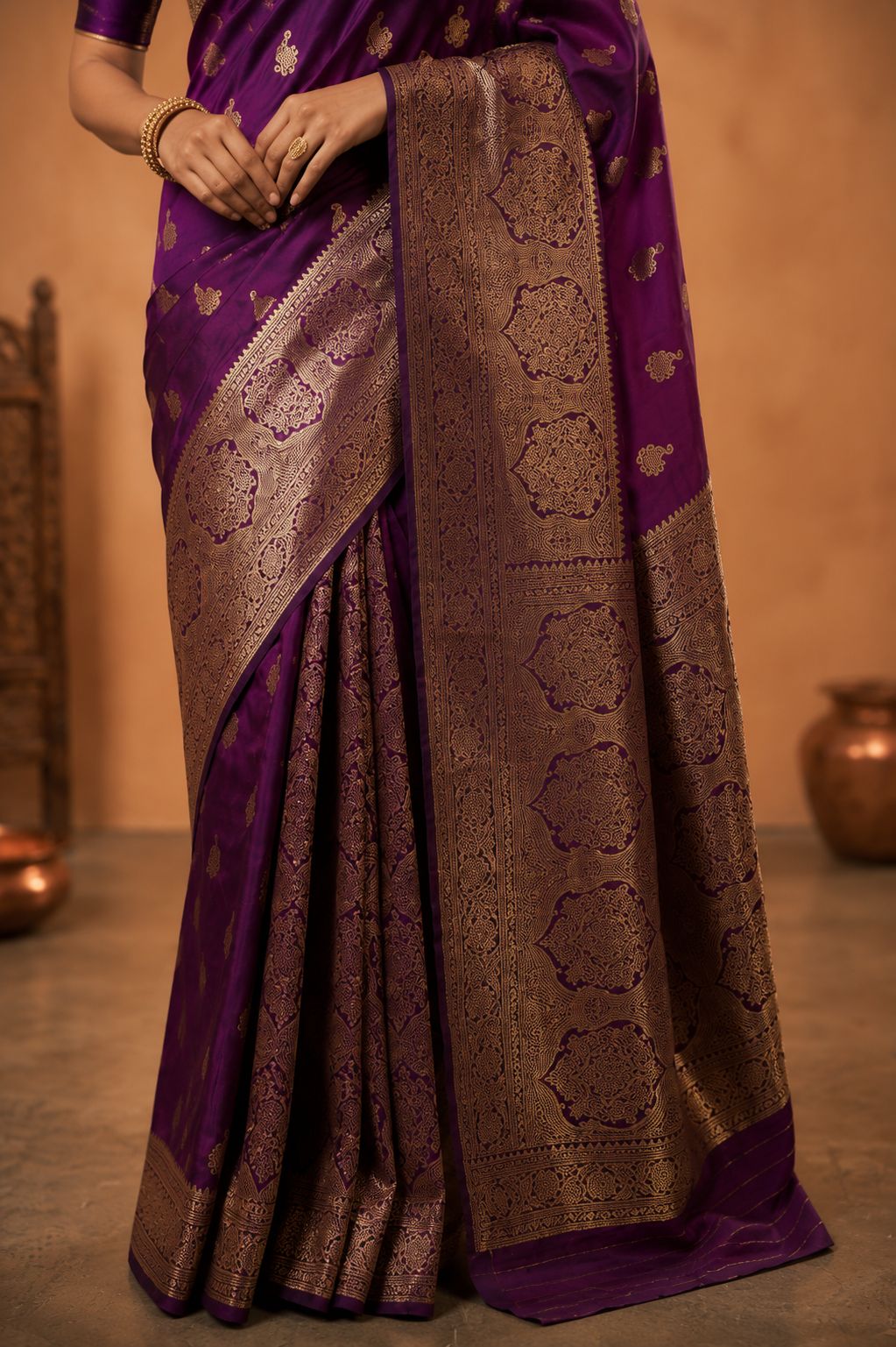 Royal Purple Banarasi Silk Saree with Exquisite Zari Weaving